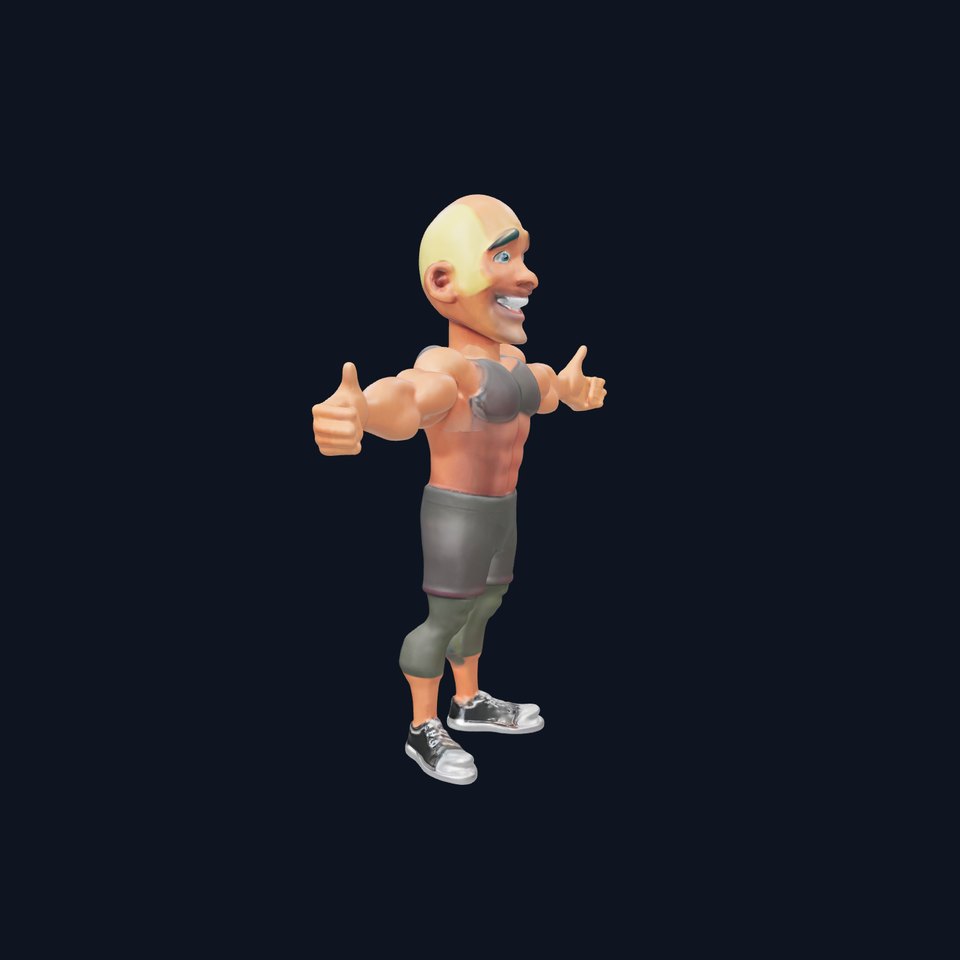 Smiling Athletic Man Rigged and Animated D Model