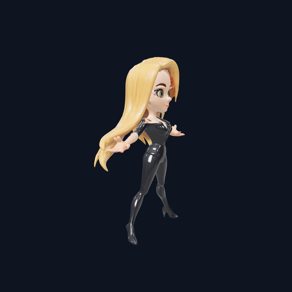 Stylized Blonde Female Character Rigged and Animated