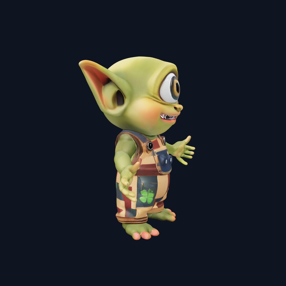 Cyclopean Goblin Child  Rigged and Animated D Character Model