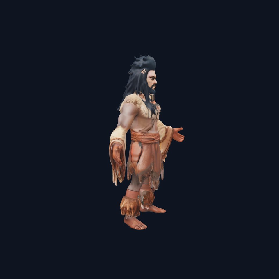 Tribal Warrior Rigged and Animated D Character Model