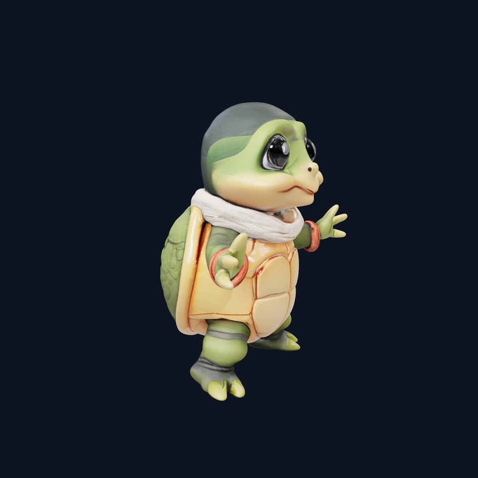 Charming Turtle Adventurer Rigged and Animated Character Model
