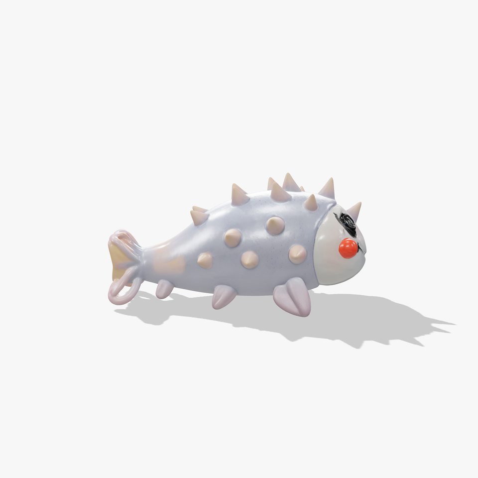 Cute Spiky Fish Toy Model Pack