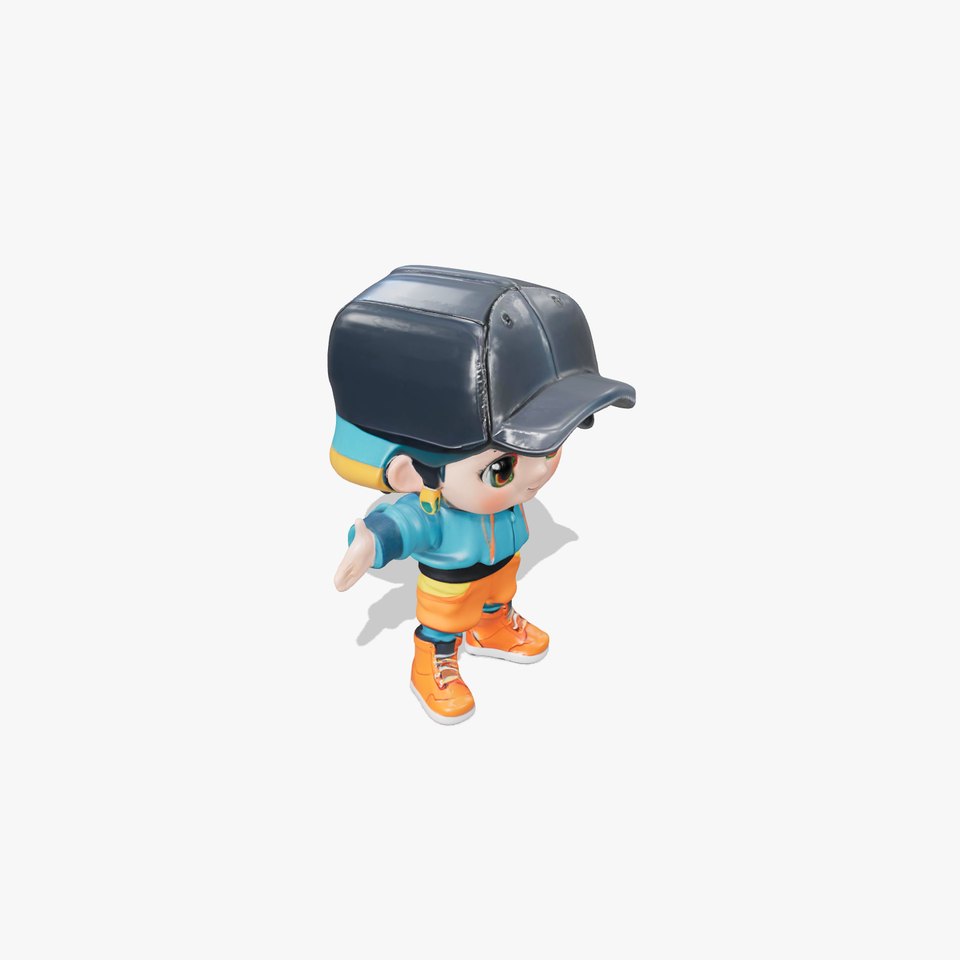 Chibi Character with Cap in Streetwear Rigged and Animated