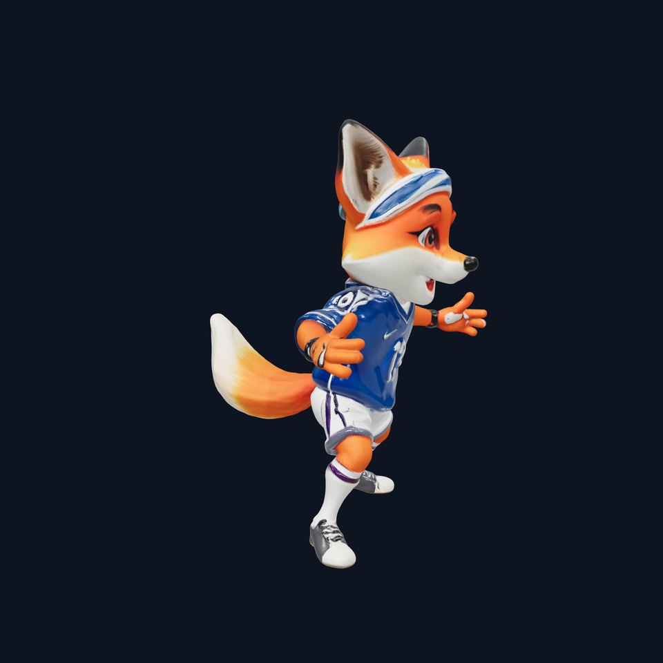 Animated Fox Soccer Character Model Rigged and Animated