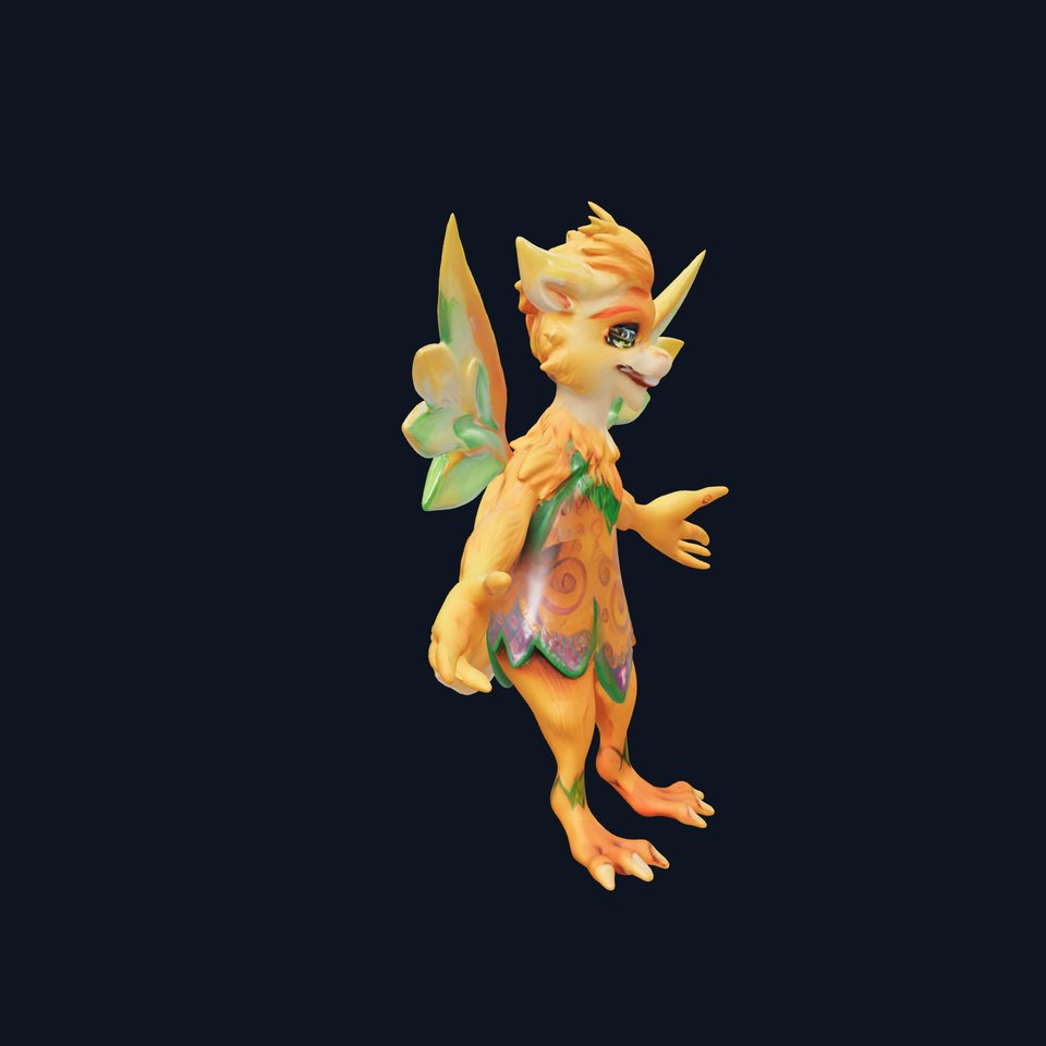 Fantasy Winged Creature Rigged and Animated D Character Model