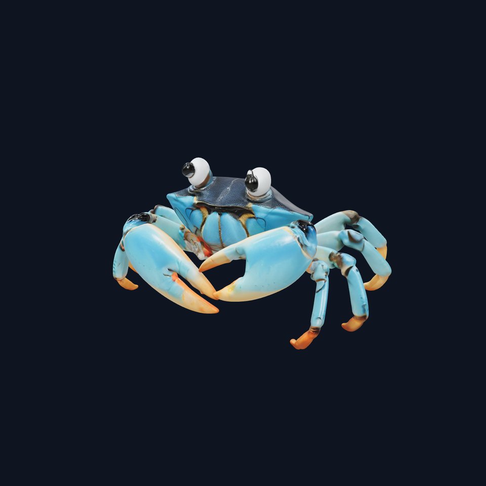 Blue Cartoon Crab Character D Model Pack