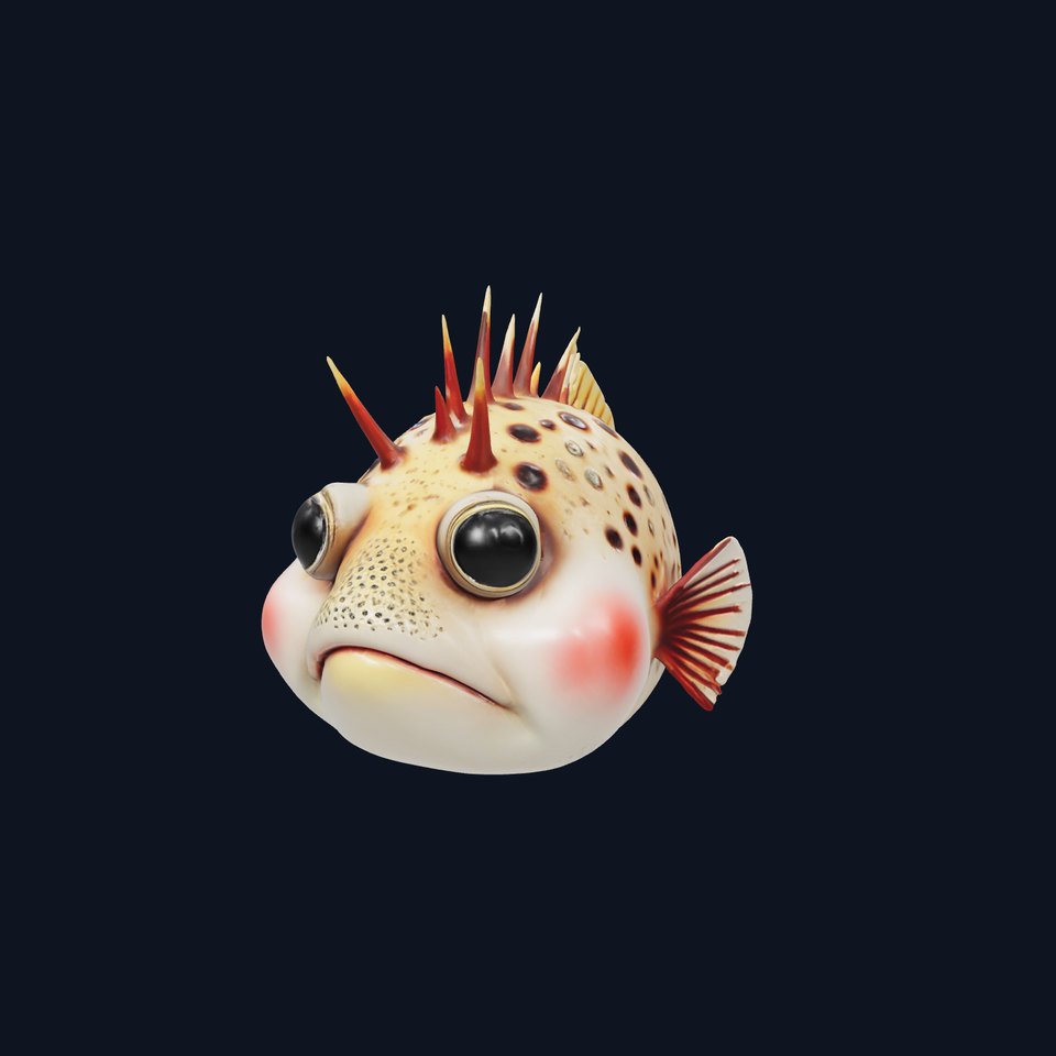 Spiky Fish Model Pack  Cartoon Style D Model Collection