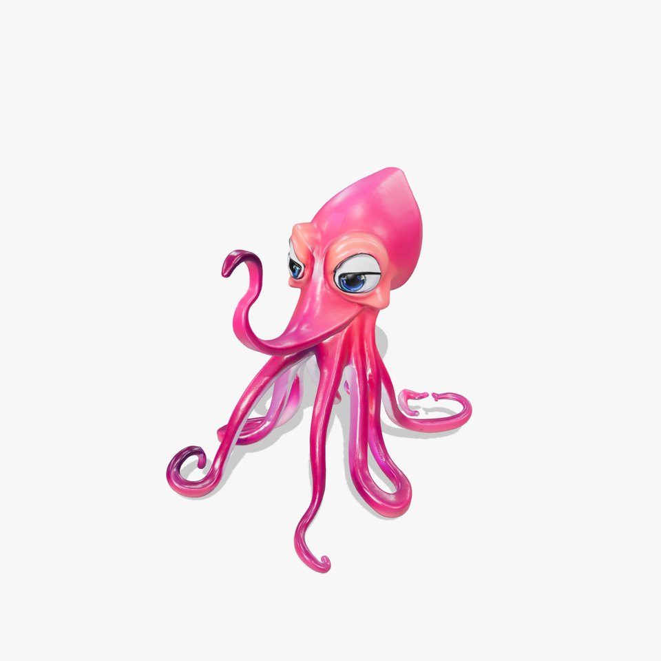 Cartoon Pink Octopus Character Model Pack