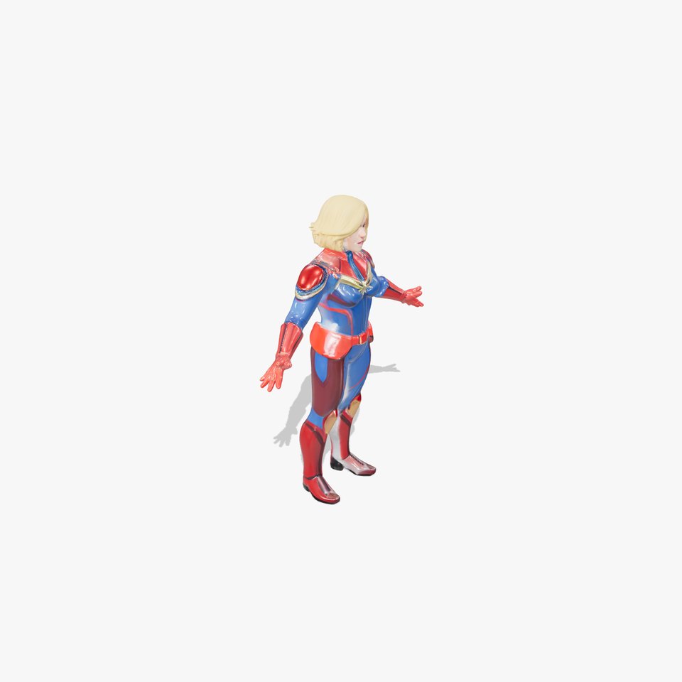 Blonde Female Superhero Character Model Rigged and Animated