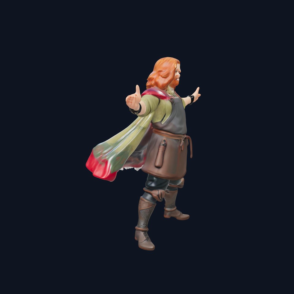 Friendly Medieval Artisan Rigged and Animated D Character Model