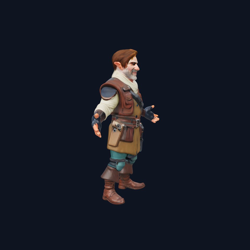 Elf Adventurer with Leather Armor Rigged and Animated