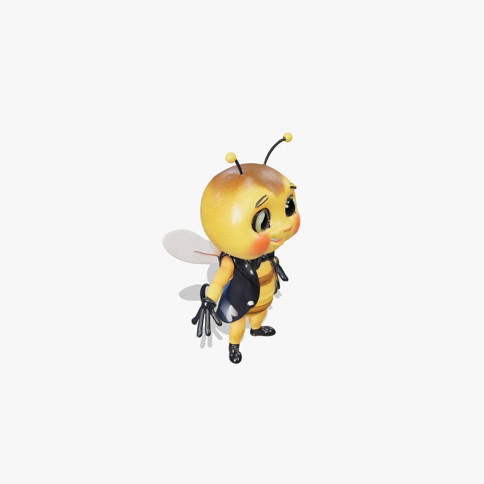 Adorable Bee Character Model Rigged and Animated