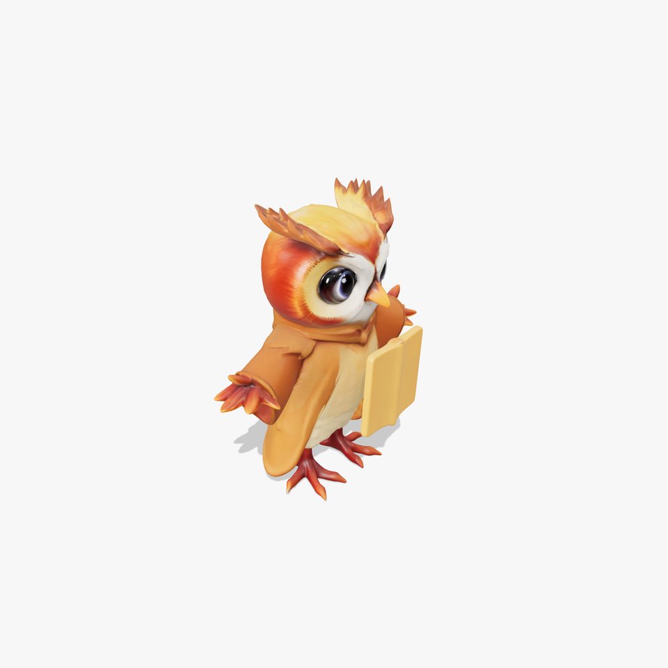 Animated Wise Owl Character Rigged and Animated