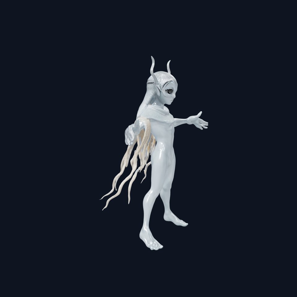 Mystical Elf with Antlers Rigged and Animated