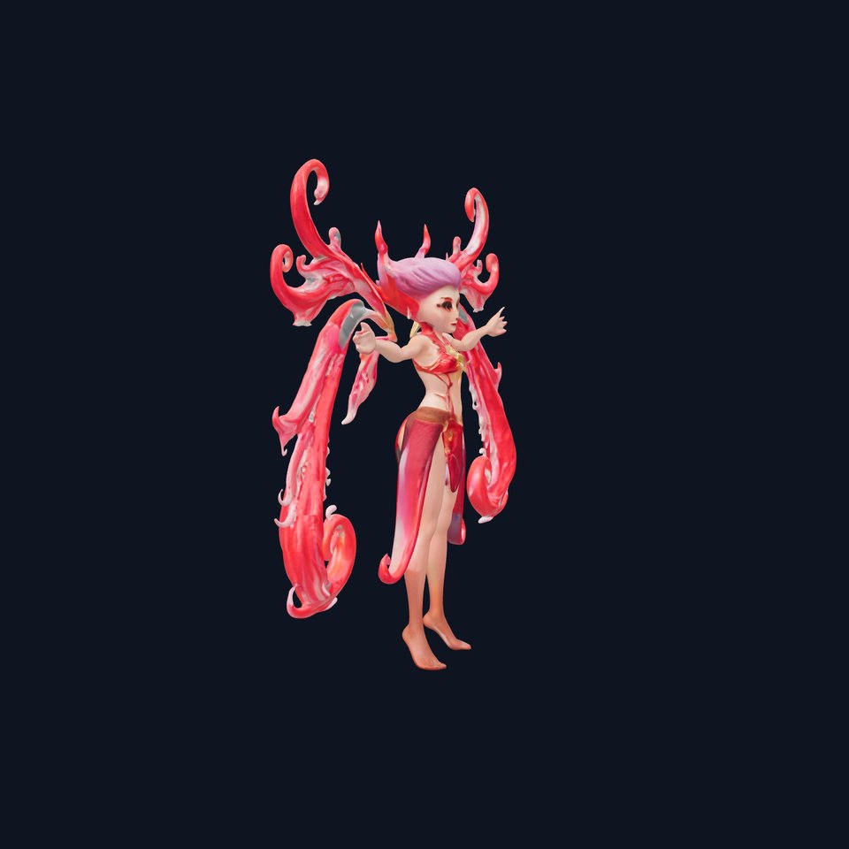 Fiery Fairy Queen Character Model Rigged and Animated