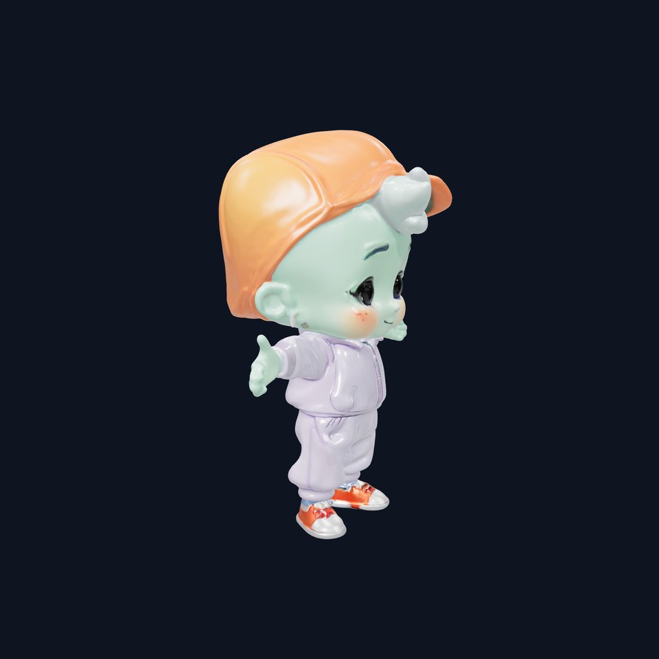 Cute Alien Kid with Baseball Cap Rigged and Animated