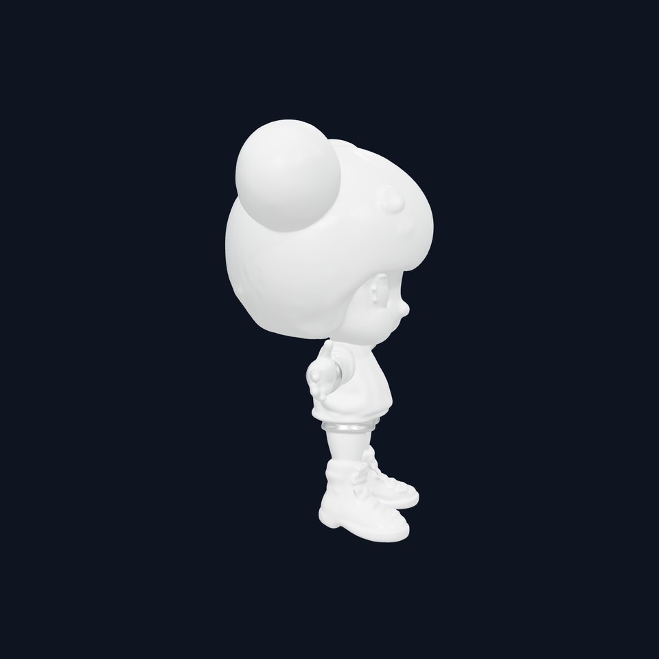 Cute Cartoon Character with Pink Hair and Polka Dots  Rigged and Animated