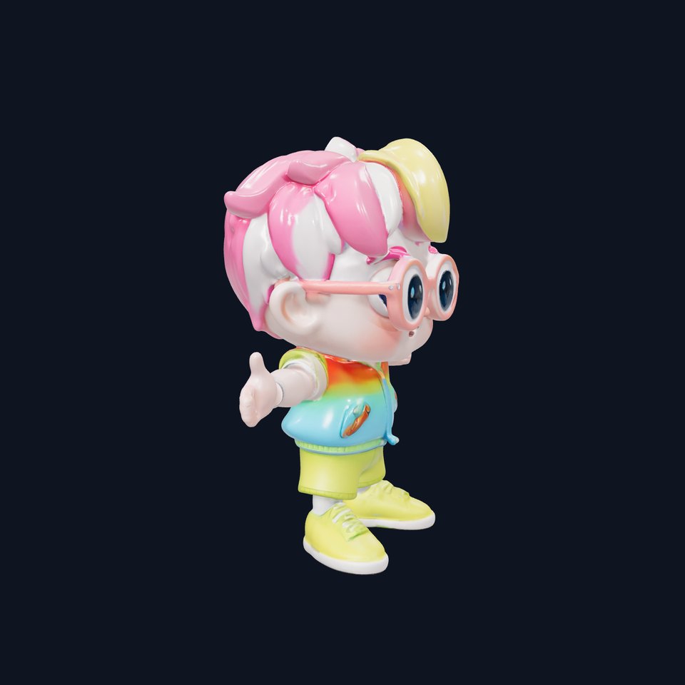 Rainbow Boy Character Model Rigged and Animated