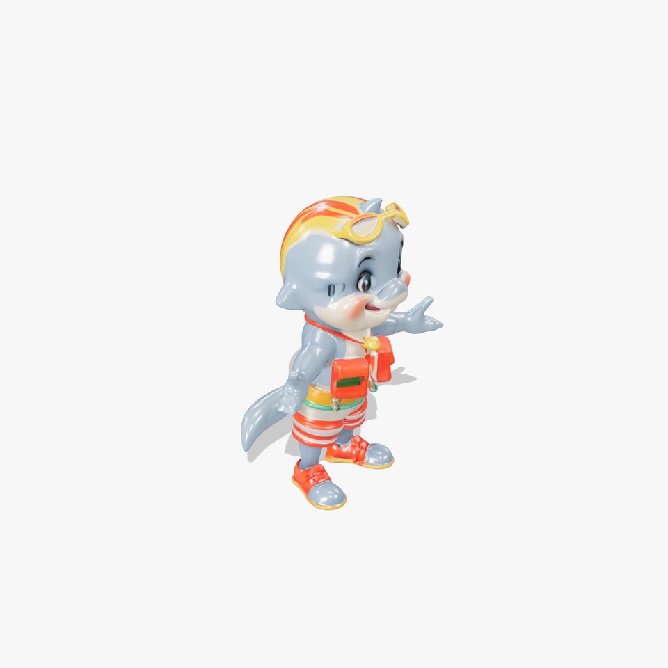 Cheerful Dolphin Character Rigged and Animated in Summer Attire