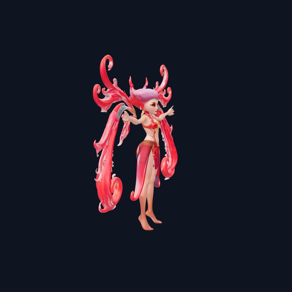 Enchanted Fairy with Red Wings  Rigged and Animated D Character