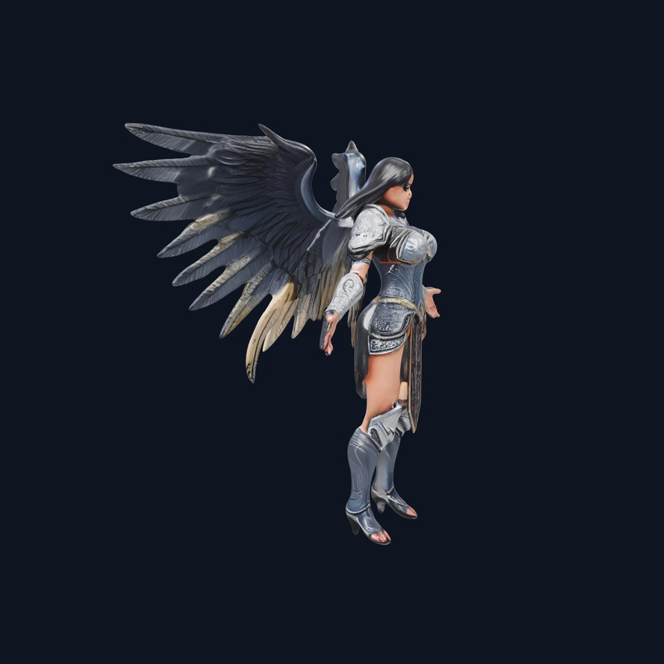 Angel Warrior Rigged and Animated D Character Model