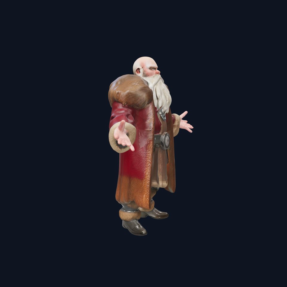 Elder FurClad Mystic Rigged and Animated D Character Model