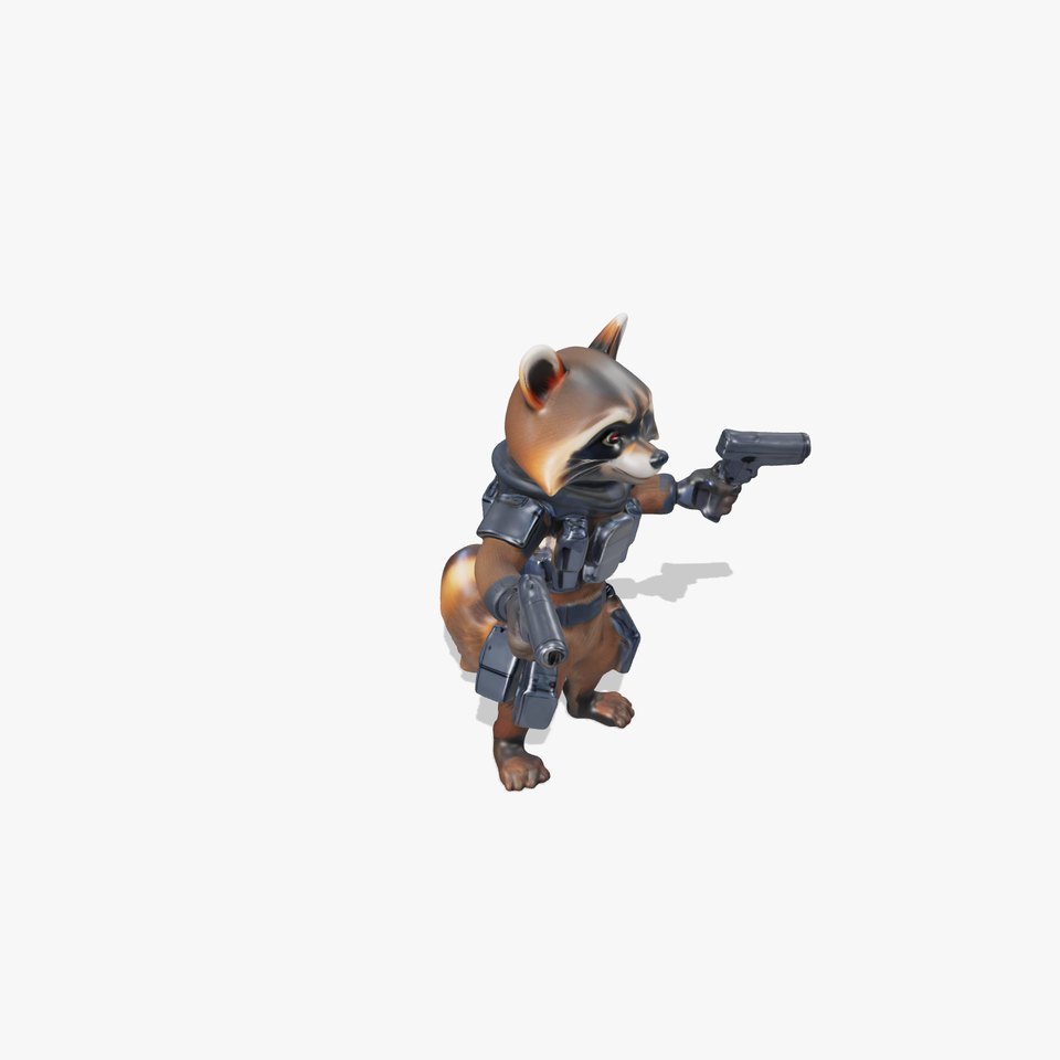 Rigged and Animated Armored Raccoon with Dual Pistols Character Model