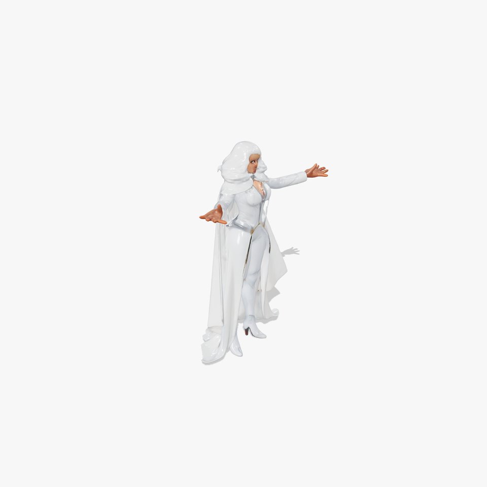 Elegant Superheroine in White Cape Rigged and Animated