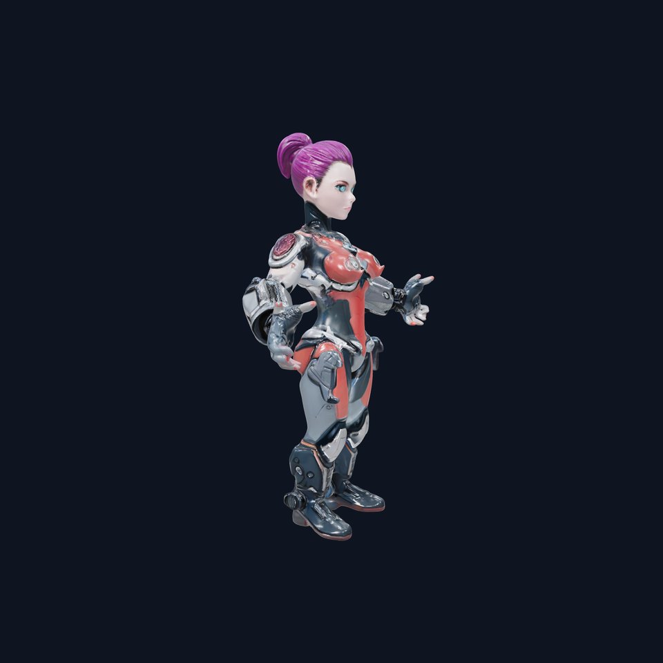 Cyberpunk Warrior Female Character  Rigged and Animated