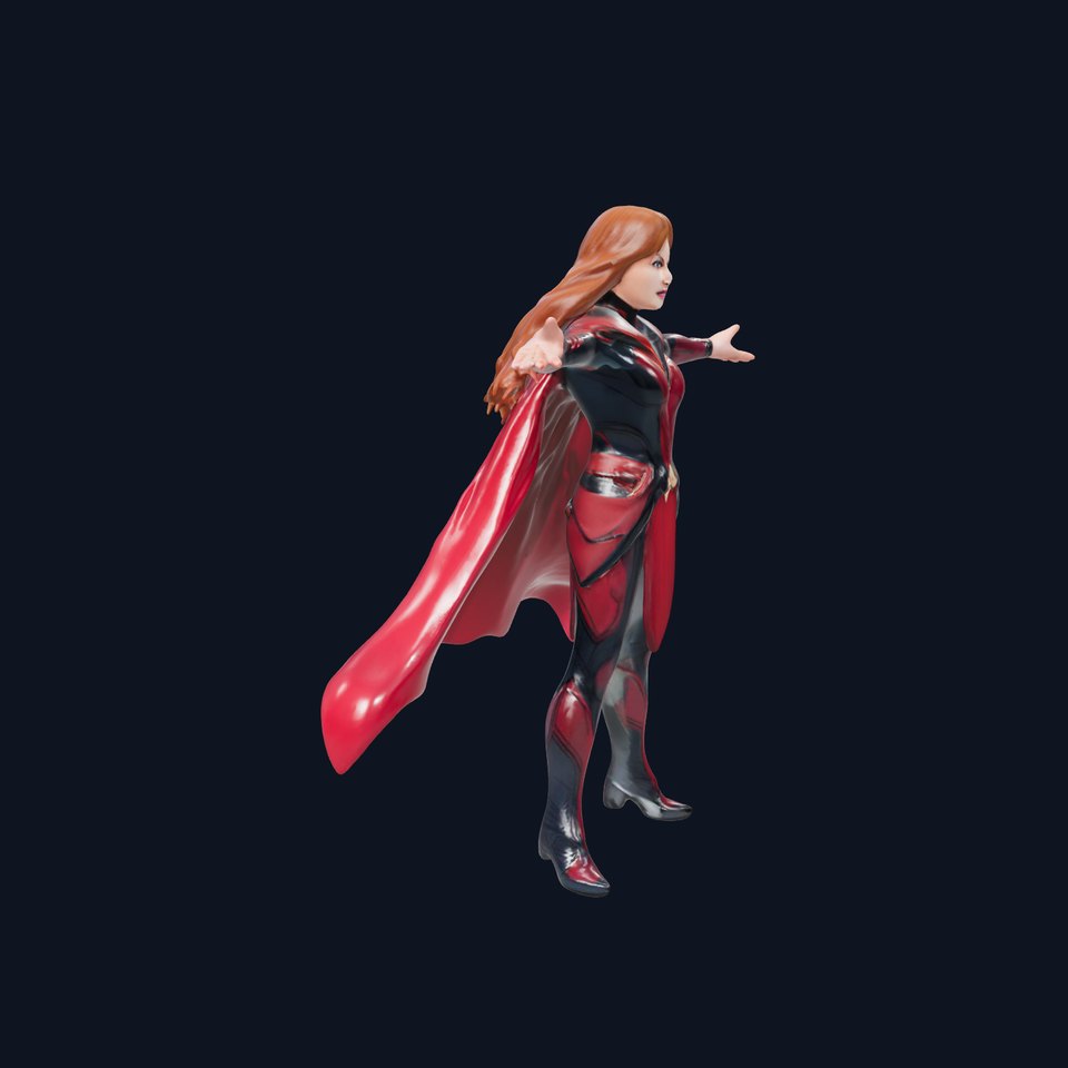Scarlet Heroine Rigged and Animated D Character Model
