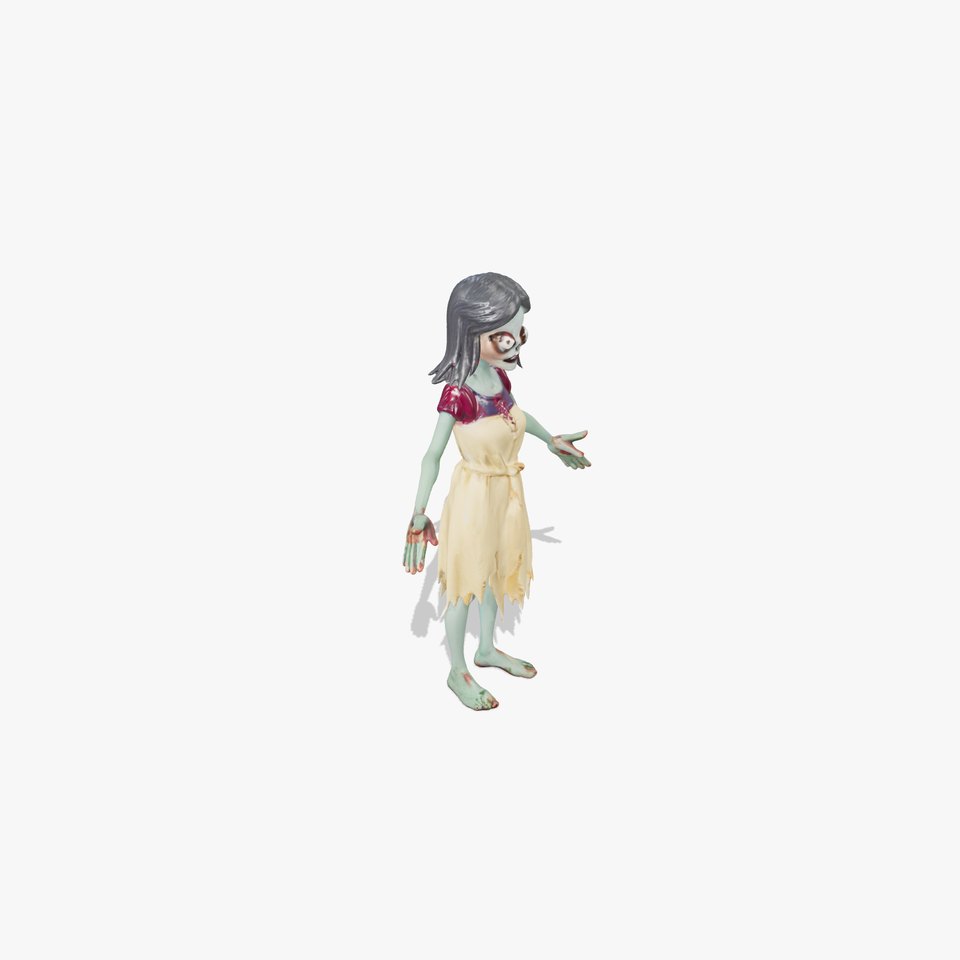 Spooky Zombie Girl Character Rigged and Animated