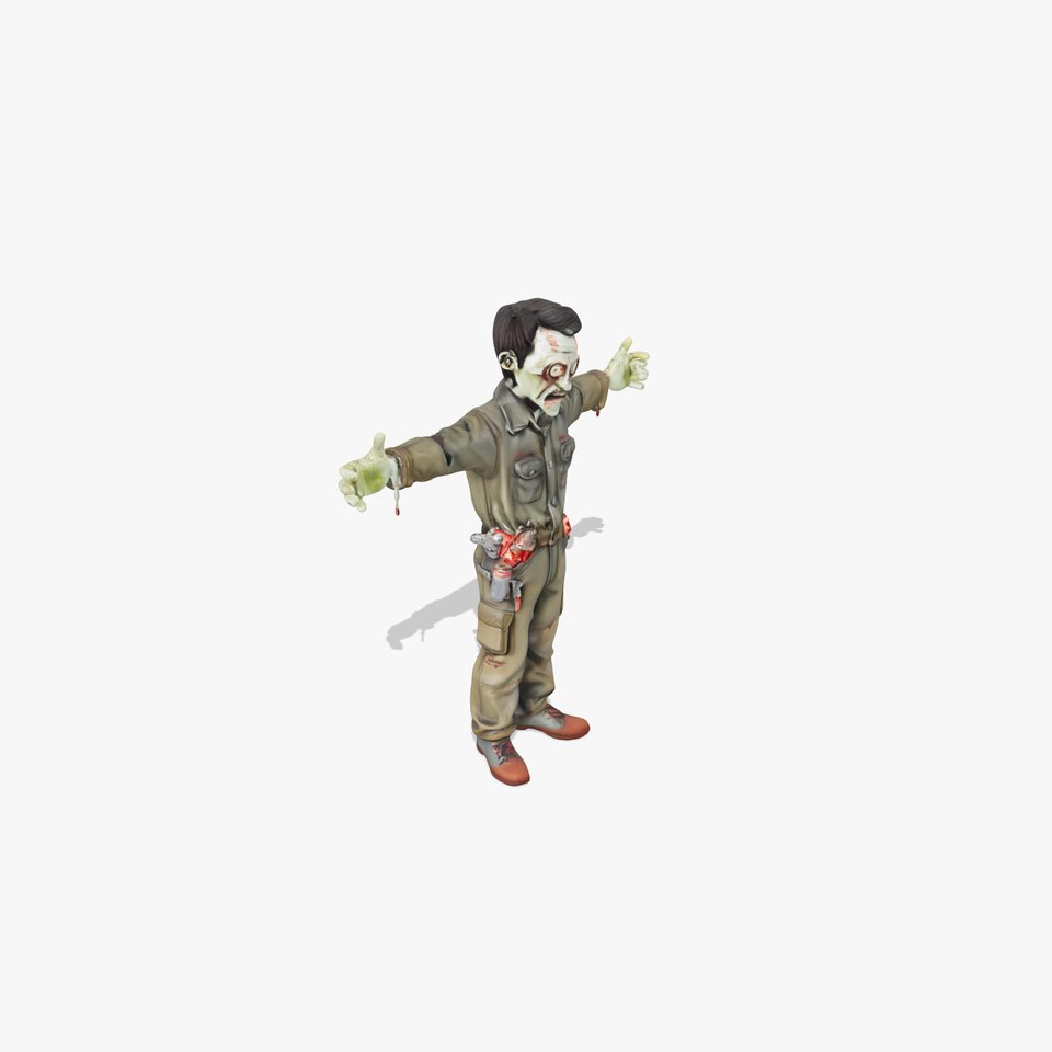 Zombie Mechanic Character Rigged and Animated
