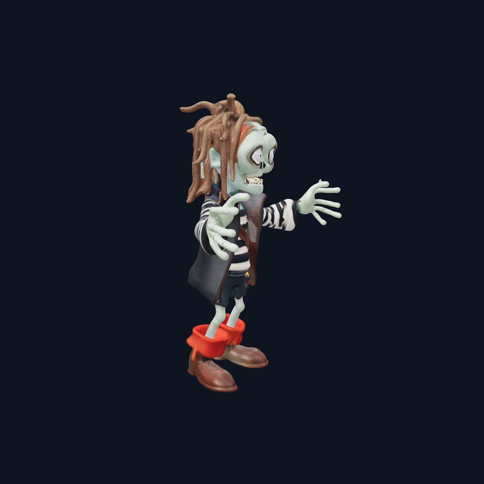 Zombie Pirate Character Model  Rigged and Animated
