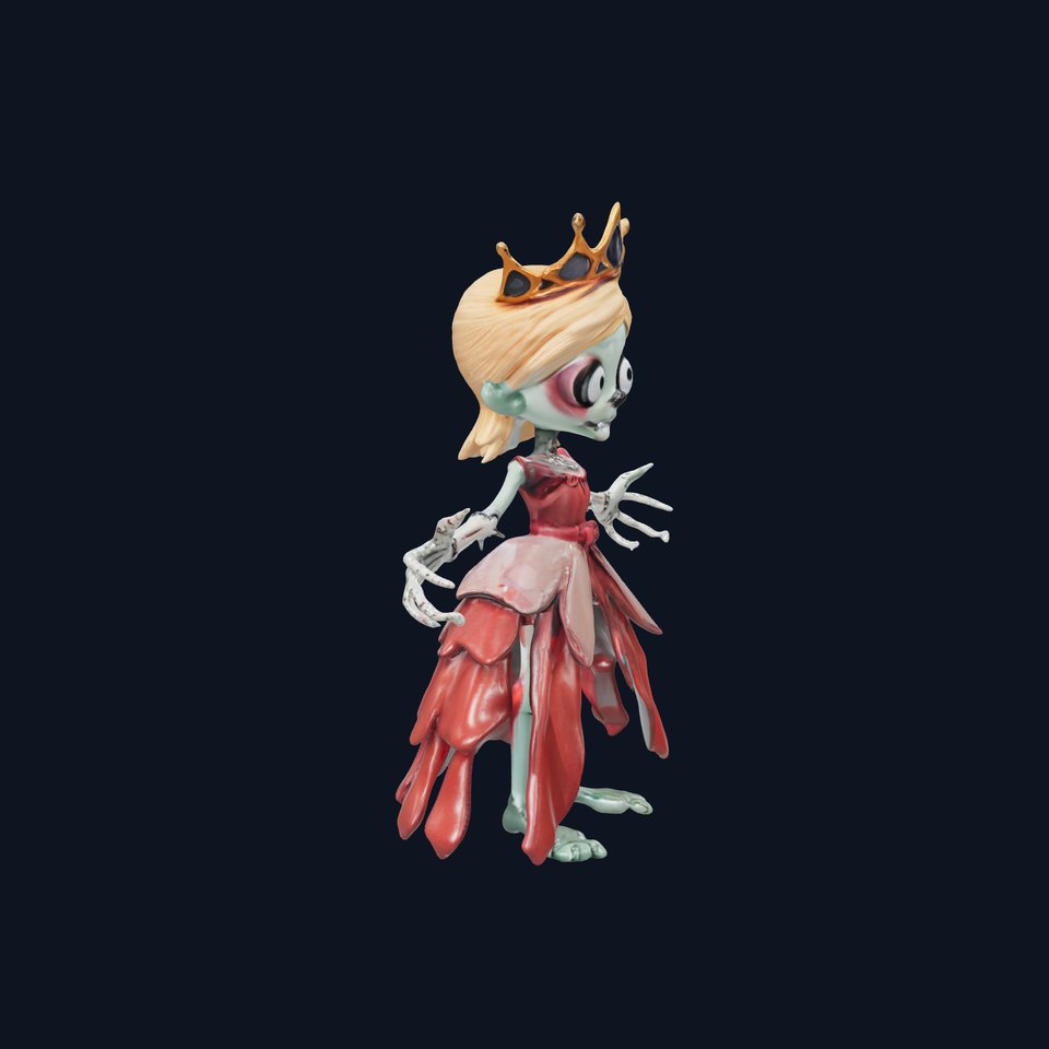 Zombie Princess Character Model Rigged and Animated