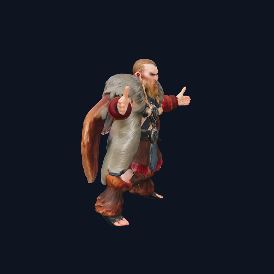 Viking Warrior Character Model Rigged and Animated