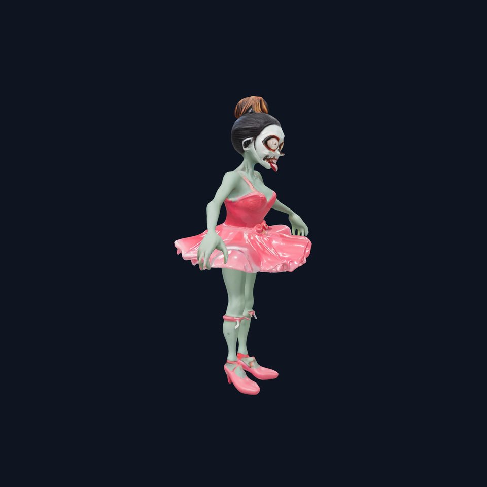 Zombie Ballerina Character Model  Rigged and Animated