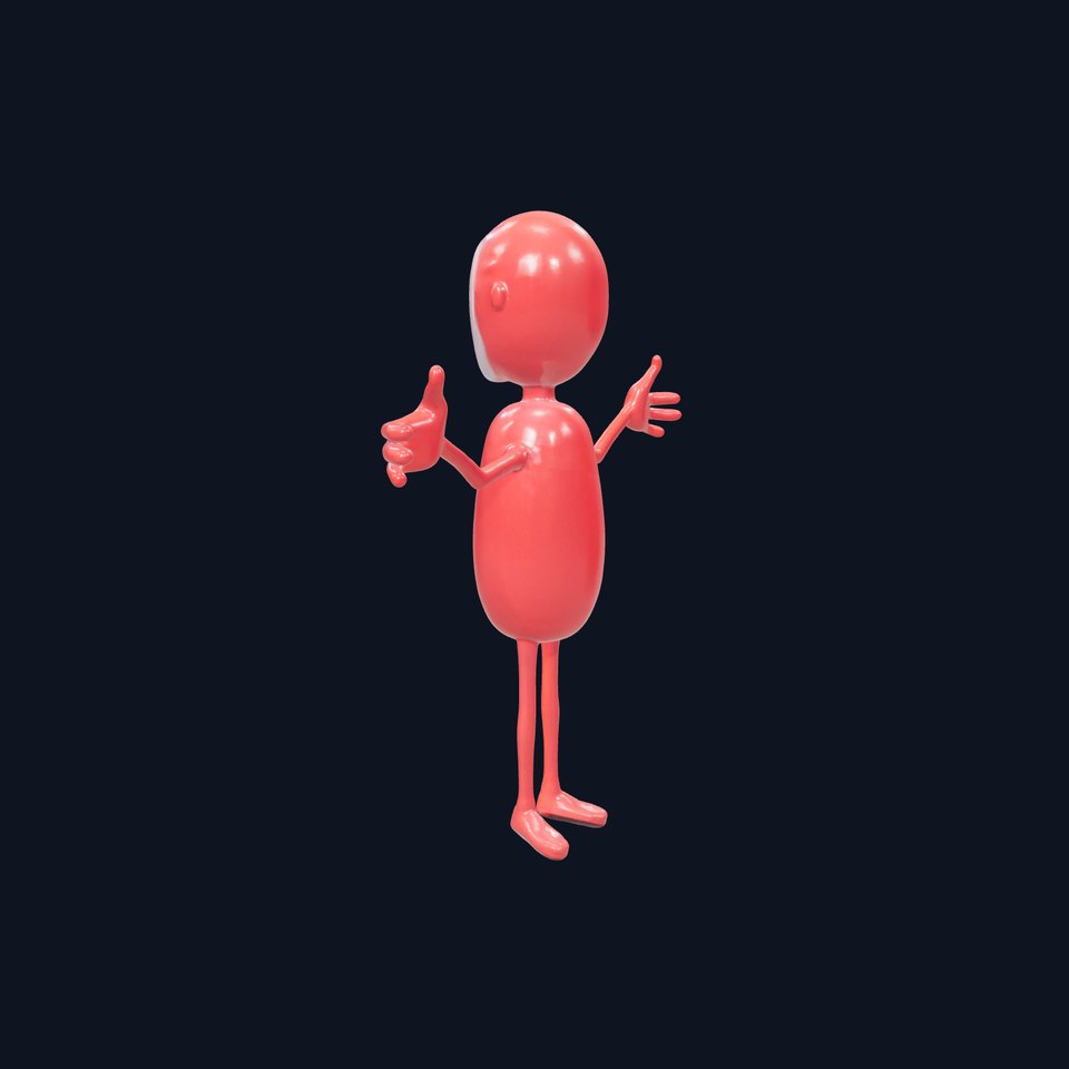 Red Cartoon Character Model Rigged and Animated