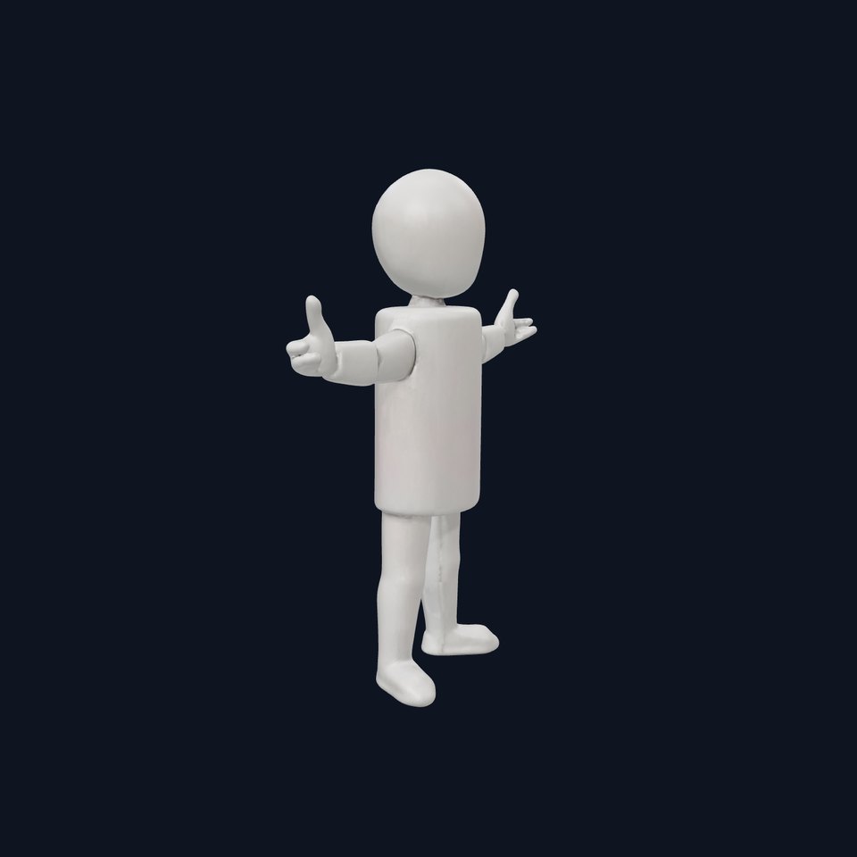 Minimalist Grey D Character Model Rigged and Animated