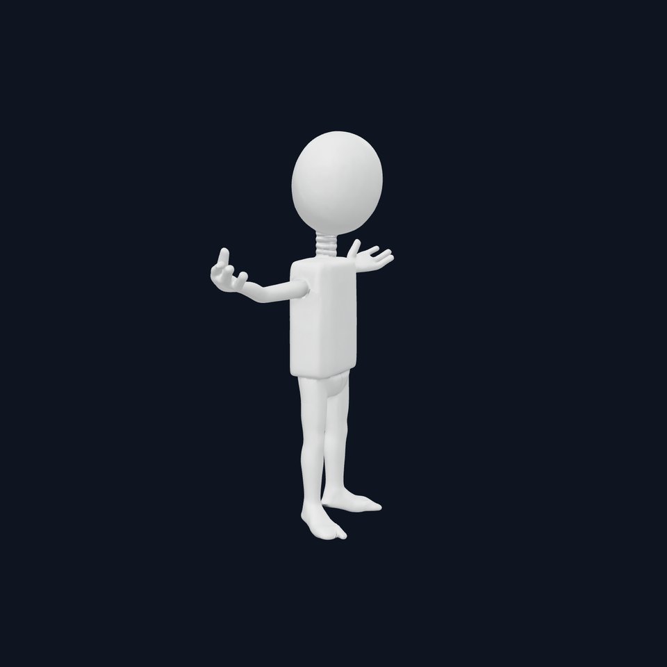Minimalist Humanoid Rigged and Animated Character Model