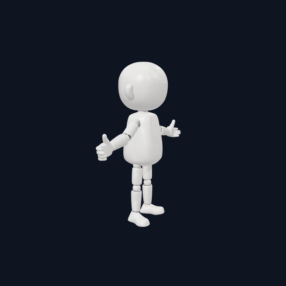 Minimalist Jointed Character Model  Rigged and Animated