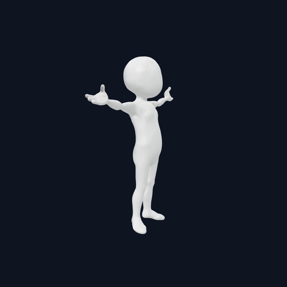 Simple White Character Rigged and Animated for D Applications