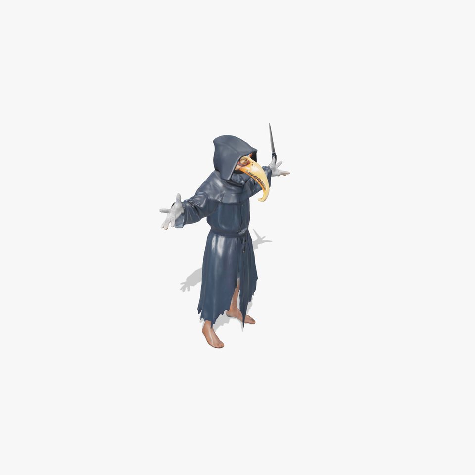 Plague Doctor Character Model Rigged and Animated