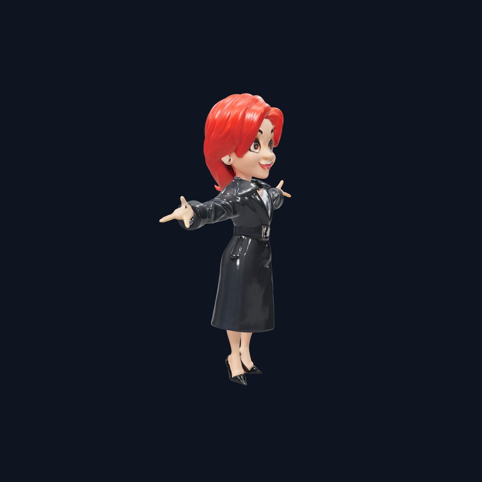 Elegant Redhead Female Character Rigged and Animated