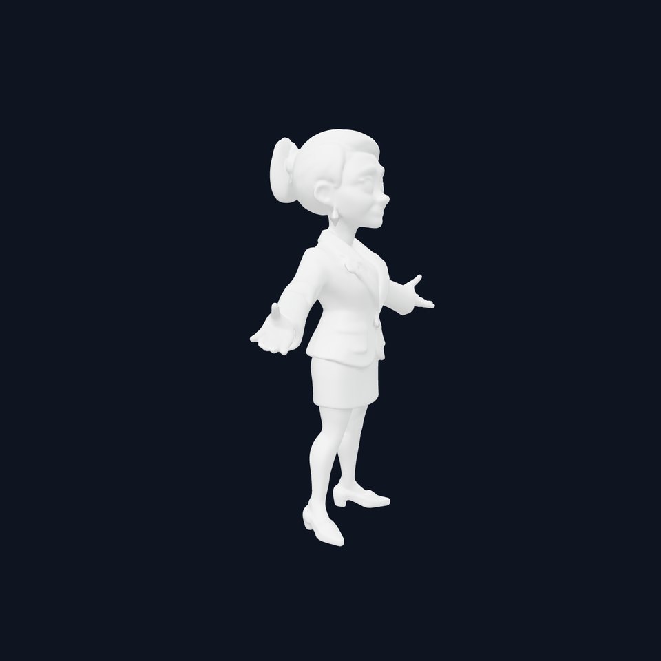 Animated Female Businesswoman Character in Orange Suit Rigged and Animated