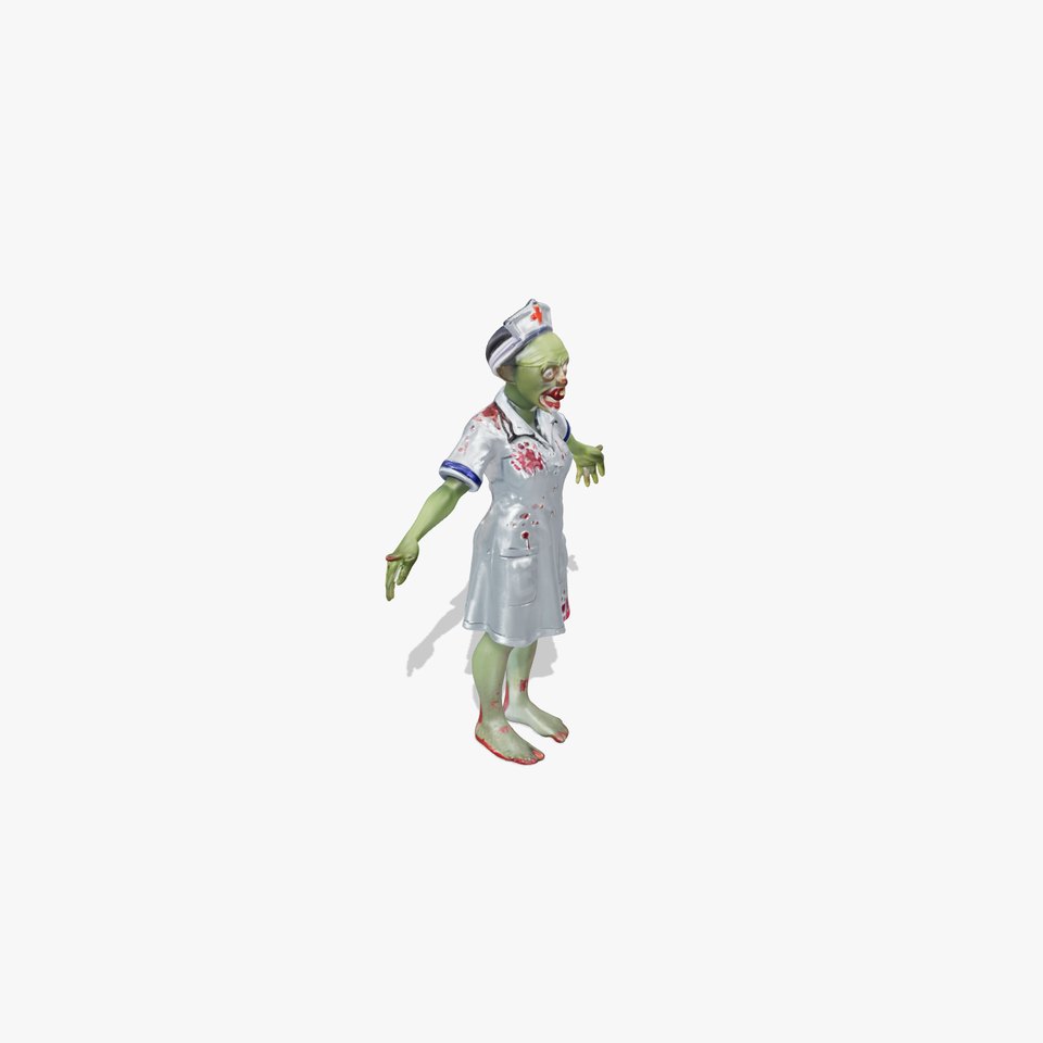 Zombie Nurse Character Model Rigged and Animated