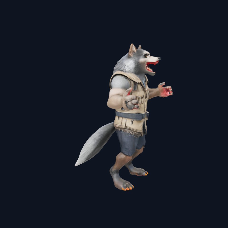 Ferocious Werewolf Hunter Rigged and Animated Character Model