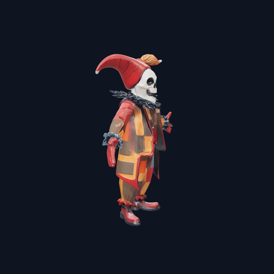 Jester Skull Character Model Rigged and Animated