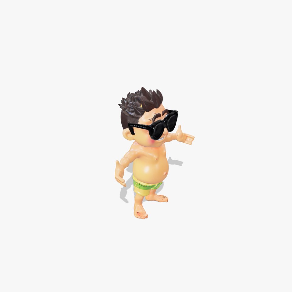 Happy Boy with Sunglasses D Model  Rigged and Animated