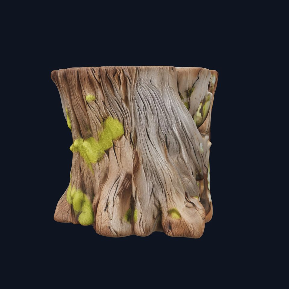 Wooden Tree Stump with Moss Model Pack