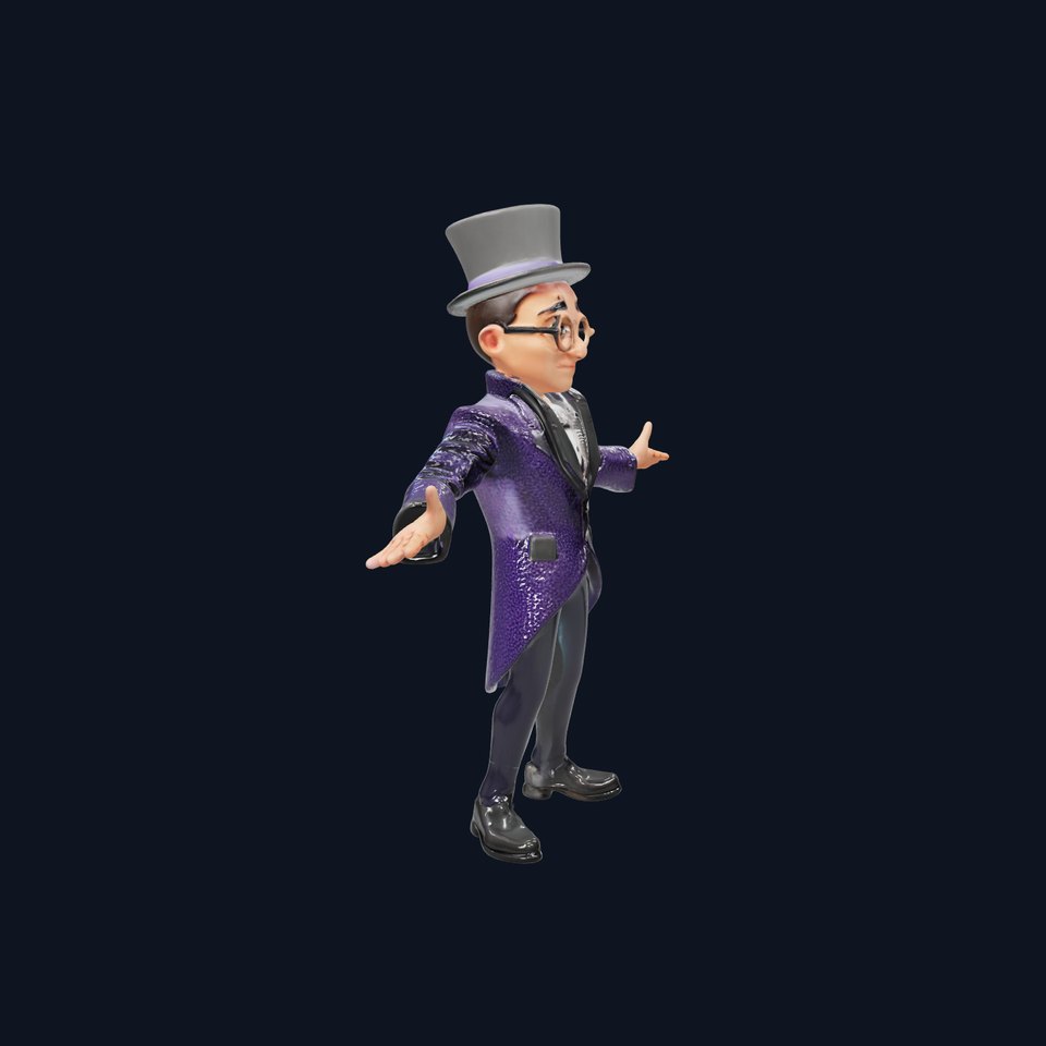 Dapper Showman Character Rigged and Animated Model